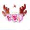 6 colors baby girls christmas deer elk horn hairbands coffee red flower baby headband