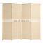 6 foot Tall Beige Freestanding wood Bamboo 4 Panel Double Hinged Room Divider Screen