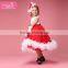 Dancing Stylish Baby Girls Casual Long Feather Red Dress for Party Wholesale