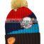 2015 Autumn Winter Newest Four Color Mixed Baseball Cup Applique Pom Pom Style Kids Knitted Wool Hat