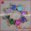 Titanium crystal agate druzy quartz geode stone connector pendant