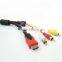 Red&Black nylon braided 1.5m/5ft m/m HDMI to 3RCA converter line with high data transfer speed
