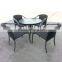Glass dining table and chairs for four persons rattan furniture JJ-619TC
