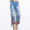 In the spring of 2015 new high-end luxury elastic nail bead embroidered jeans pants nine