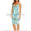Latest new styel sexy V neckline tropical print dress for women