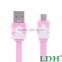 5PCS/Lot Cell phone 1M Colorful Noodle Flat Cable Micro USB Data Charger Cable For Samsung S3 S4 S5 for HTC Nokia Android phones