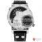 Men Leather Big Dial Analog Quartz Sport Army Watch