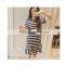 New fashion mermaid women striped dress loose cotton girl dress with pocket