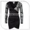 Popular Lady Short Black Viscose Dress with Sequin Printevening sequins beaded dresses