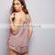 New Arrival Straps Nightwear Pink Sateen Eyelash Lace Pyjamas Set Vest and Shorts Casual Fit Sleepwear For Women