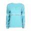 OEM custom blue color v neck long sleeve t shirt