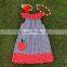 New girls apple dress girls boutiques dress kids pillowcase dress kids back to school dress with necklace and headband