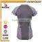 Fashion Design 100 % Polyester Lady V Neck Sports Wear Gym T Shirt