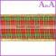 Wholesale father christmas Logo Fancy Printing Green Polyester Ribbon
