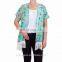 Cheap Wholesale Floral Print no Buttons Sheer Chiffon Ladies Vest With Fringe