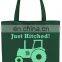 Just Hitched Wedding Present Bag Custom Canvas Tote Bags
