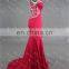 Real Sample Sexy See Through Back Beaded Side Slit Red Formal Gown Evening Dress