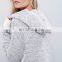 Exaggerated side vents and contrast ribbed trim kangaroo pocket maxi hoodie