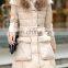 European Style Top Quality Women Winter Long Down Jacket With Fur Collar