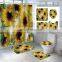 i@home bathroom yellow sunflower floral printed shower curtain painting sets with non-slip rugs