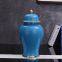 Living Room Hallway Tea Dining Table Nordic Style Blue Gild Large Ceramic Vase With Lid