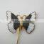 Butterfly Design Stick Lapel Hat Pin Brooch Black Silver Enamel Gold Tone Metal