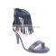 Latest fashion girls fancy tassel high heel back zipper ankle sandals for girls