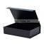 Wholesale luxury cardboard black shallow foldable hamper gift presentation box with ribbon wholesale