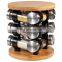 Bamboo Revolving Spice Rack 12 Jars , Spice Organizer Tower, Spice Carousel Stand Holder Bamboo Top Glass Jars for Kitchen