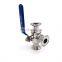 clamp stainless steel sanitary three way one piece  ball valve