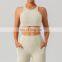 Ribbed High Impact Backless Crop Sports Bras Women Racer Back Custom Crop Gym Tops 75nylon 25spandex