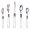 Vintage Acrylic Handle Plastic Dinner Cutlery Set Stainless Steel Knife Dessert Spoon Fork Flatware