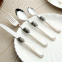 Vintage Acrylic Handle Plastic Dinner Cutlery Set Stainless Steel Knife Dessert Spoon Fork Flatware