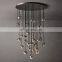 Modern Luxury Industrial Style Transparent Smoke Gray Crystal BOULE Raindrop Pendant Light for Living Room & Hotel Decoration