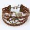 Leather Bracelet, Fashion 8 Bird Charm Jewelry PU Stingray Leather Bracelet, Bracelet Jewelry Wholesale Multi Row PT2158