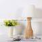 LED Wood table lamp LED Wood table Light JK-879-14 Wood Table Lamps With White Fabric Lamp Shade