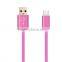 High quality colorful alloy fabric usb data charging cable for smartphone cable