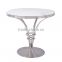 2016 Shunde Factory Supply Pure White Round Marble Stainless Steel Coffee Table