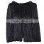 QD80559 Natural Black Brown Knitted Mink Fur Long Shawl and Cape White Color Customized