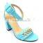 latest high heel slingback comfortable lady sandals with gold button