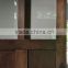 Sliding veneered barn doors with frosted glass for rustic home office