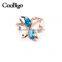 Fashion Jewelry Zinc Alloy Rhinestone Crystal Flower Ring Ladies Wedding Engagement Party Show Gift Dresses Apparel Accessories