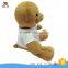 CE standard brown teddy bear plush toy with embroidery logo custom plush teddy bear with white t-shirt