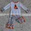 new design girls winter pumpkin halloween matching boutique clothing set