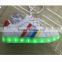 Fashionable white PU led light sneakers light and soft for men and women kids runners