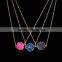 Hot Sale Four Colors Natural Stone Round Pendant Long Gold Chain Necklace Jewelries For Fashion Girl