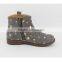 Choozii Wholesale Comfortable Grey Suede Leather Girls Ankle Boots With Stars