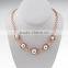 Rose Gold Plate Wedding Bridal White Faux Pearl Crystal Adjustable Necklace Earrings Set