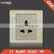 Woven gold finish 3 pin universal socket multiple socket