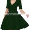 Women 3/4 Sleeve Ruched Waist Classy V-Neck Casual Cocktail Dress